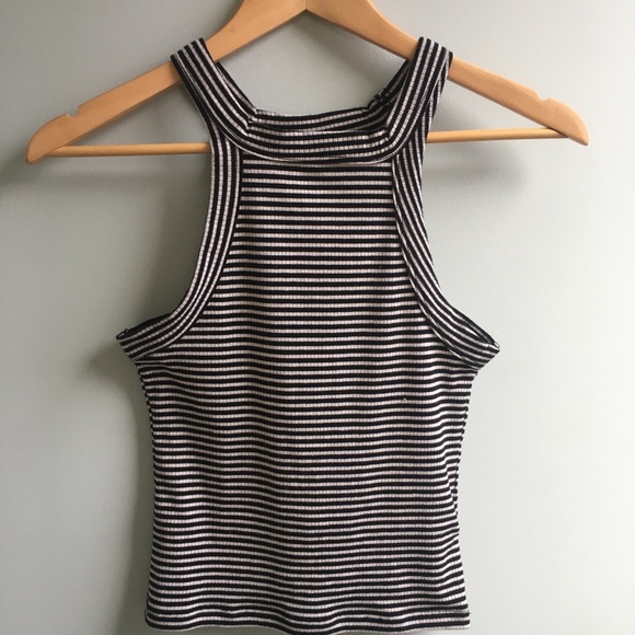 Black and white striped halter top - Picture 2 of 5